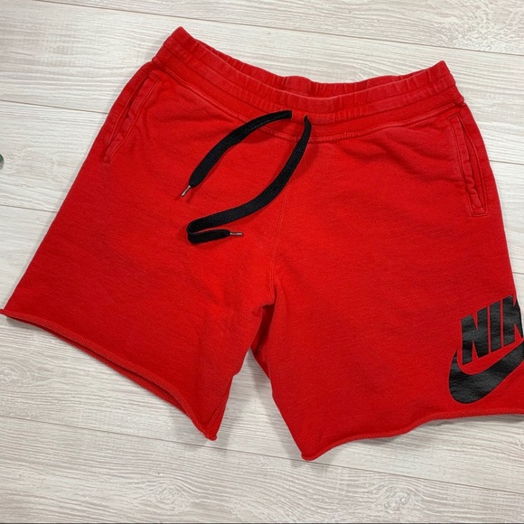 red nike alumni shorts